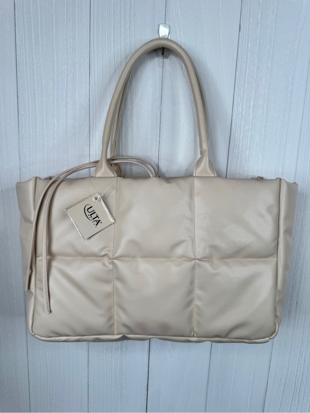 Ulta Beauty Beige Quilted Tote Bag